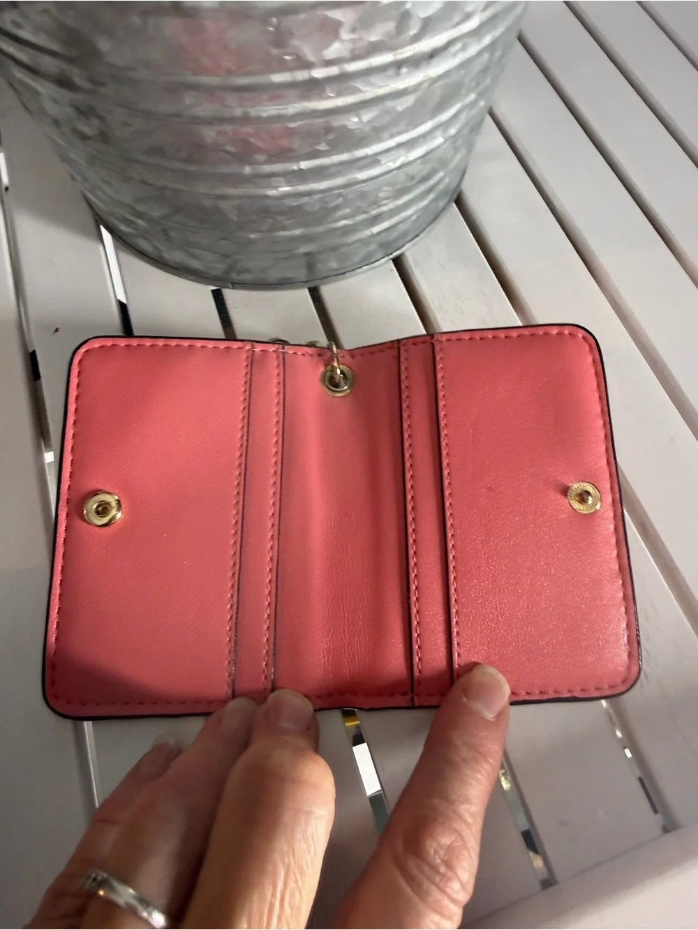 Victoria Secret pink V quilted studded logo foldable Card Case EUC